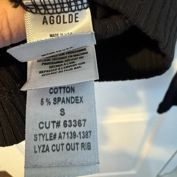 AGOLDE Lyza Black Cut-Out Long Sleeve Top | S - Picture 7 of 8